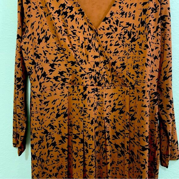 Ava & Viv Dress Women’s XXL Brown Black Animal Leopard V-Neck Faux Wrap Midi. - Picture 5 of 14
